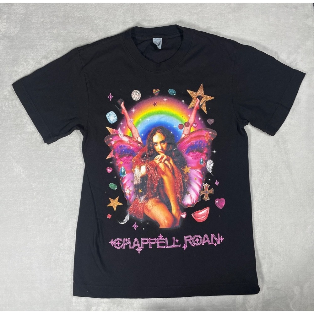 Chappell Roan Graphic T-Shirt Men's Small Black Rainbow Pop Star Concert Fan Tee